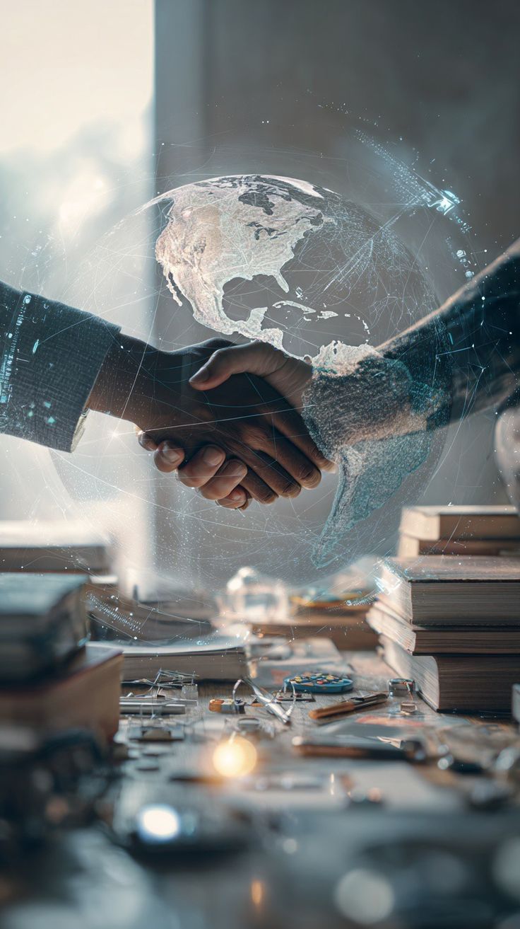 Handshake with a digital globe
