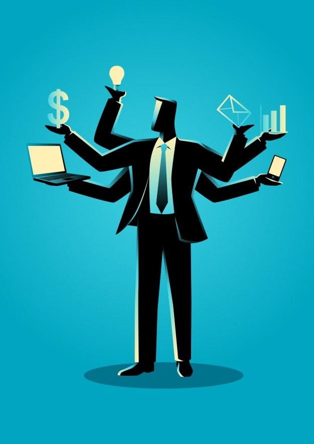 A business leader balancing several priorities